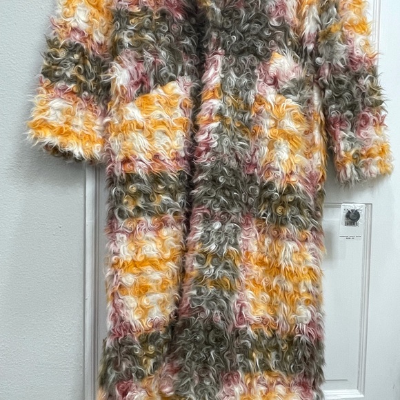 Free People Cardi Plaid Faux Fur Women's Coat - Picture 2 of 12